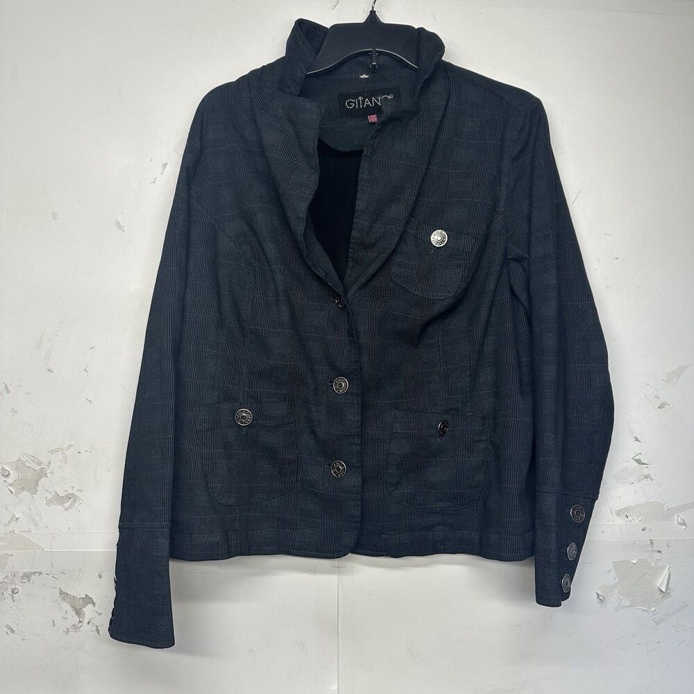 Gitano Women’s Blazer Jacket Size 16W Black Button Front Career Casual
